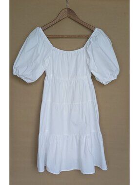 Sim & Sam White Tiered Knee-Length Dress